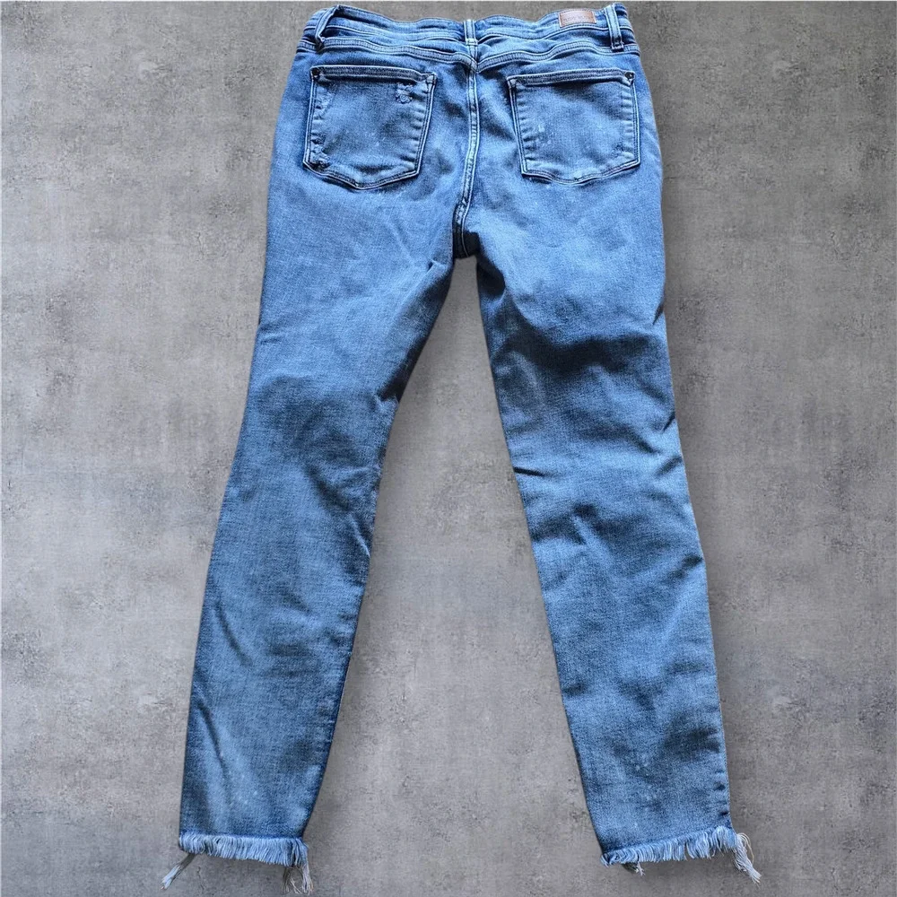 Judy Blue Women's Button Fly Skinny Fit Distressed Raw Hem Jeans, Size 13
